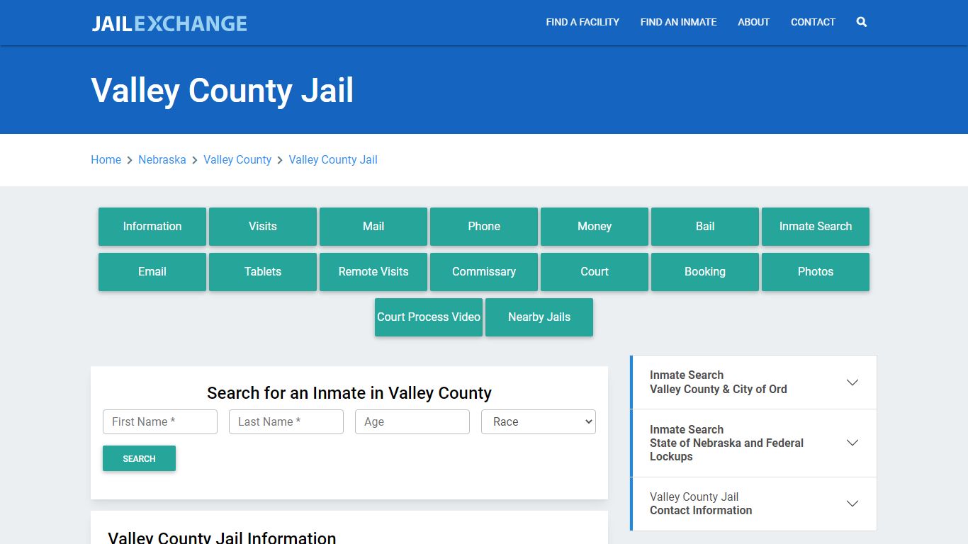 Valley County Jail Roster Lookup, NE, Inmate Search